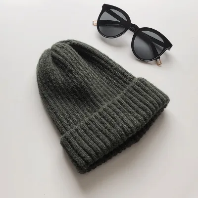 Winter Neutral Simple Solid Color Warm Acrylic Beanie Dome Top