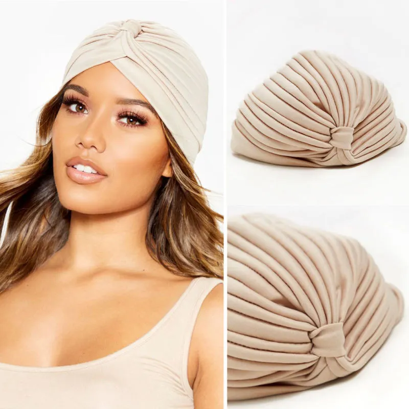 Women's Simple Solid Color Double-Layer Elastic Baotou Hat