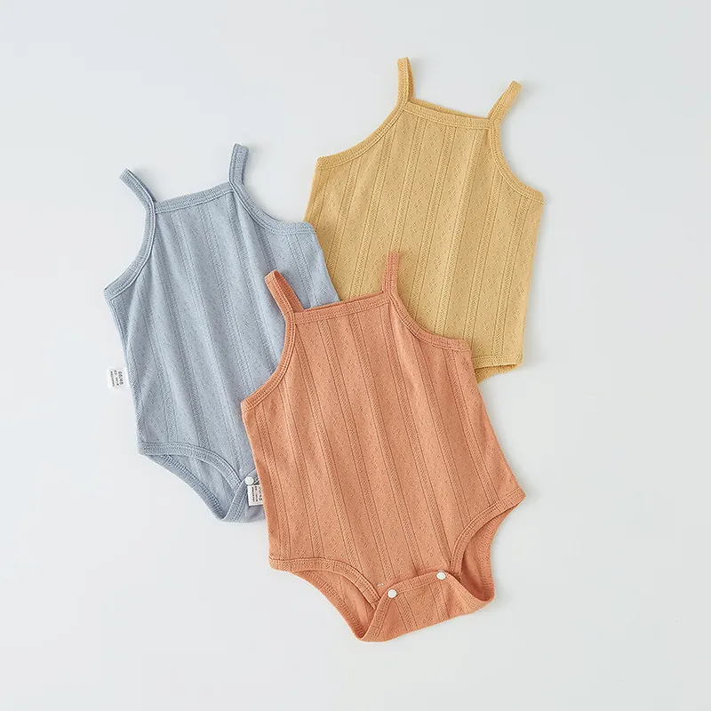 Kids Baby Boys Girls Casual Cute Solid Color Sleeveless Romper Triangle Climb