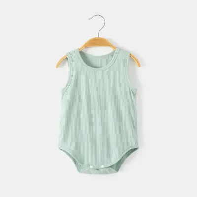 Kids Baby Boys Girls Casual Cute Modal Letters Print Sleeveless Romper Pullover Triangle Climb Neutral