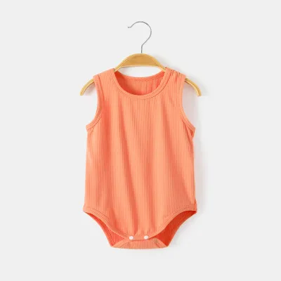 Kids Baby Boys Girls Casual Cute Modal Letters Print Sleeveless Romper Pullover Triangle Climb Neutral