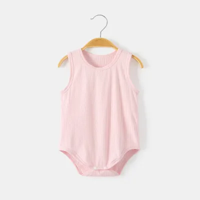 Kids Baby Boys Girls Casual Cute Modal Letters Print Sleeveless Romper Pullover Triangle Climb Neutral