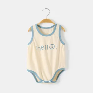 Kids Baby Boys Girls Casual Cute Modal Letters Print Sleeveless Romper Pullover Triangle Climb Neutral