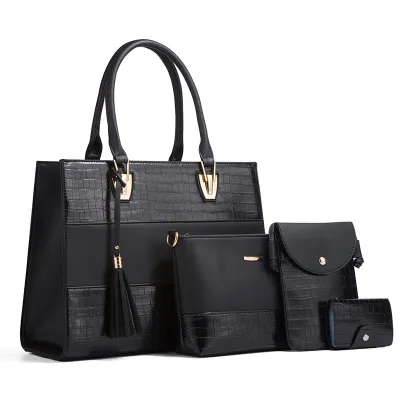 Women Fashionable Large Capacity Tassel Pendant Wallet Handle Bag Four-Piece Set