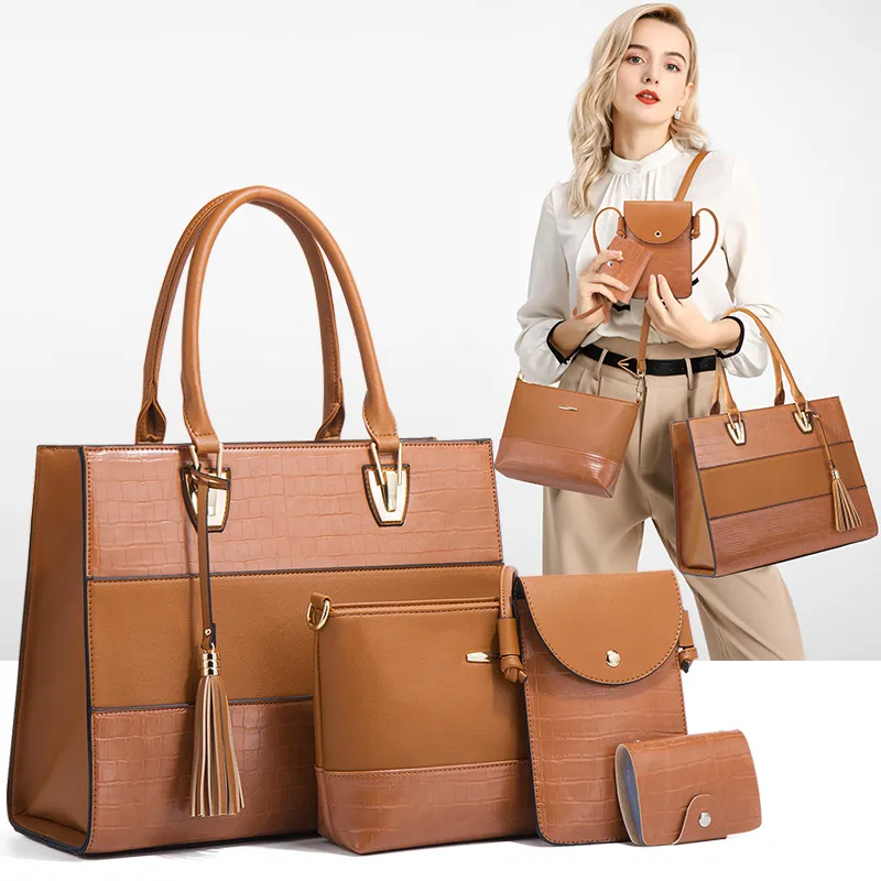 Women Fashionable Large Capacity Tassel Pendant Wallet Handle Bag Four-Piece Set