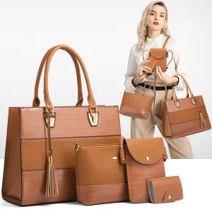 Women Fashionable Large Capacity Tassel Pendant Wallet Handle Bag Four-Piece Set