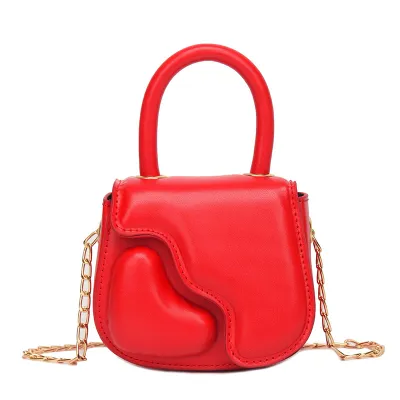 Kids Girls Heart Solid Color Crossbody Bag