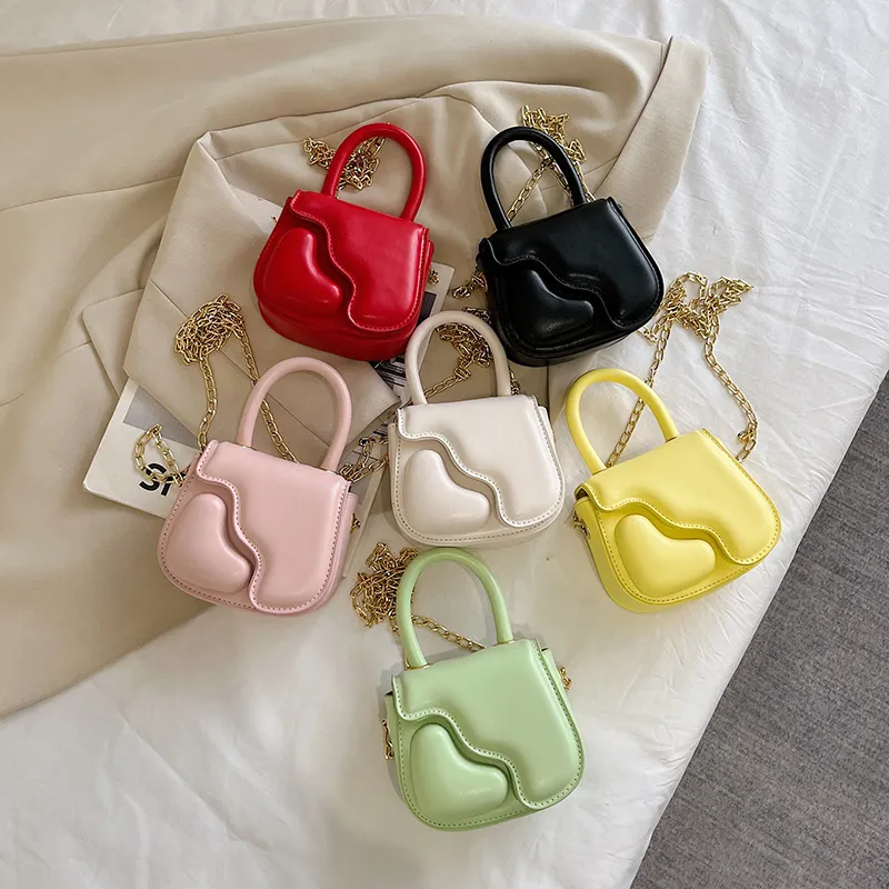 Kids Girls Heart Solid Color Crossbody Bag