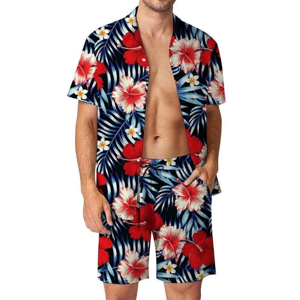 【SATIIIZ】Border printed short-sleeved T-shirt Wholesale Men Fashion Casual Vacation Tiny Flower 3D Print