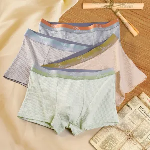 Men Casual Basic Letter Print Cotton Mid Waist Boxer Pants