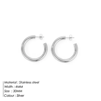 Geometric Gold-Plated C-Shaped Stainless Steel Earrings