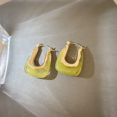 Women Fashion Letter U-Shaped Resin Earrings