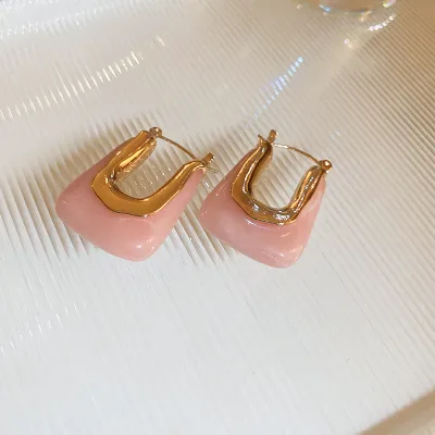 Women Fashion Letter U-Shaped Resin Earrings