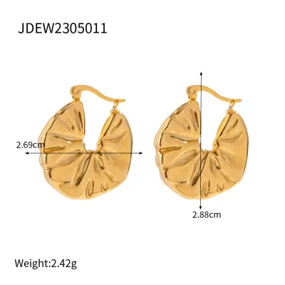 Women Fashion Lava Pleated Hammer Titanium Steel Earrings