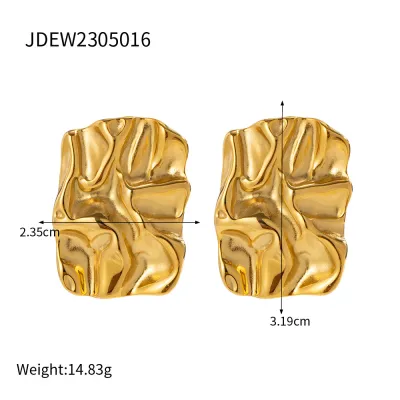 Women Fashion Lava Pleated Hammer Titanium Steel Earrings