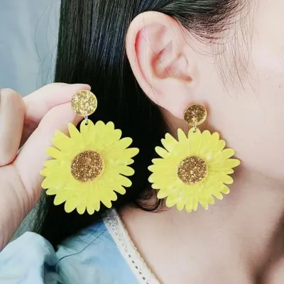 Fashion Sunflower Acrylic Earrings