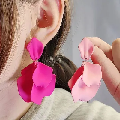 Bohemian Solid Color Petal Tassel Acrylic Earrings