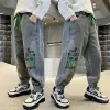 Black Print Green Letters Denim BULES