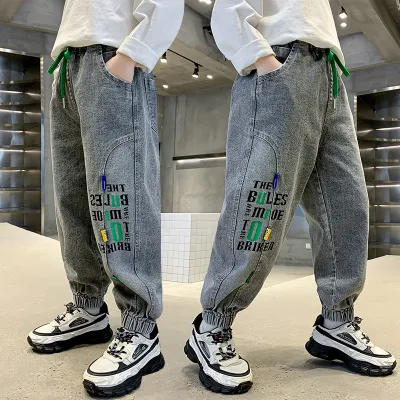 Kids Toddler Boys Spring Autumn Fashion Casual Letter Print Jogger Jeans S-5XL