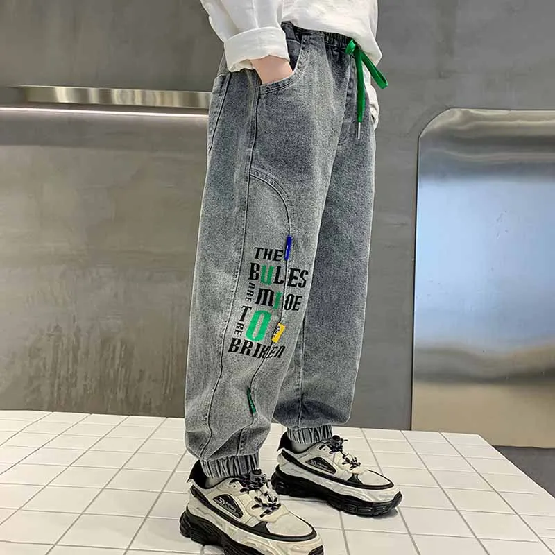 Kids Toddler Boys Spring Autumn Fashion Casual Letter Print Jogger Jeans S-5XL