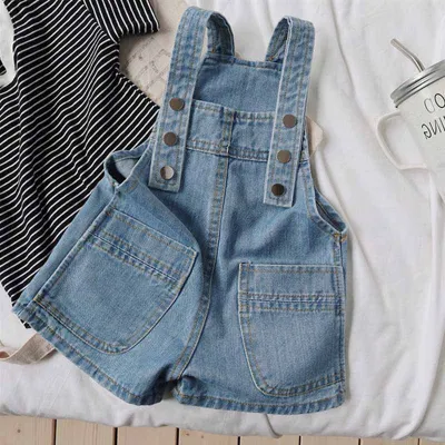 Kids Toddler Boys Girls Fashion Casual Suspender Denim Shorts