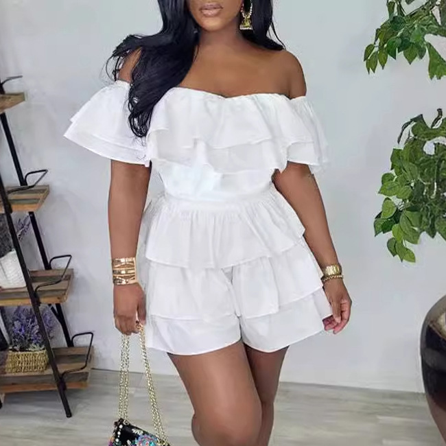 Wholesale Spring And Summer Women Ruffled Multi-Layer Solid