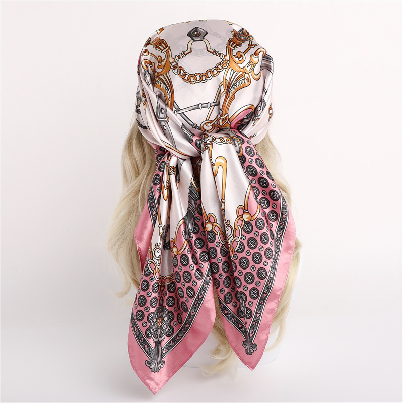 Wholesale Women Elegant 90cm Imitation Silk Satin Square Scarf