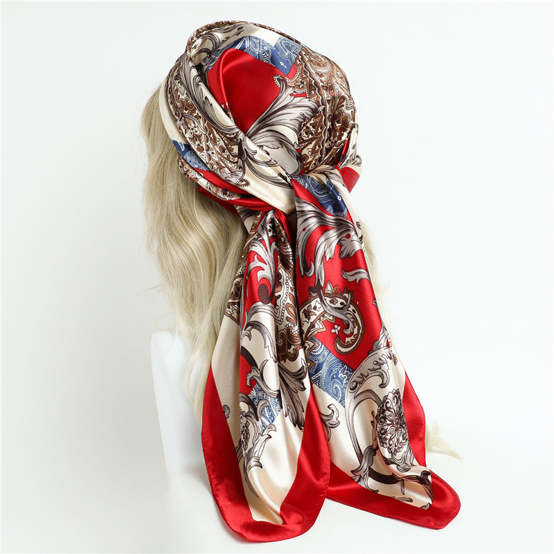 Wholesale Women Elegant 90cm Imitation Silk Satin Square Scarf