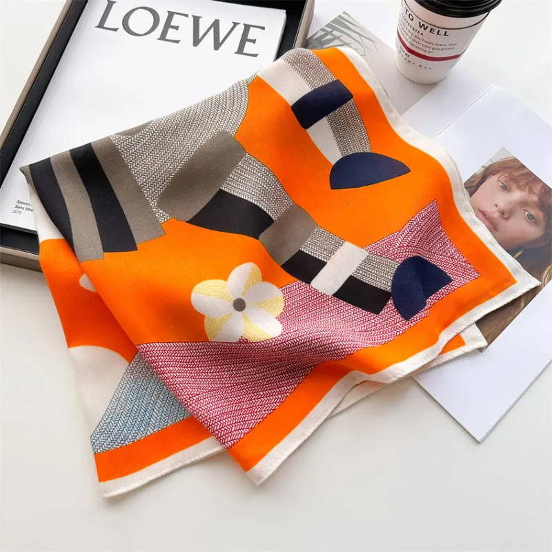 Graphic Printed 65cm Thin Small Fresh Cotton Scarf Accessories Scarves Square
