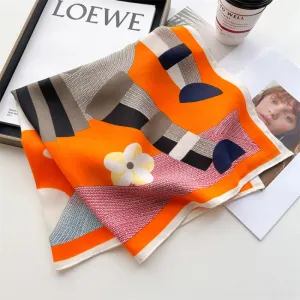 Graphic Printed 65cm Thin Small Fresh Cotton Scarf Accessories Scarves Square