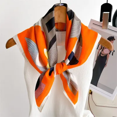 Graphic Printed 65cm Thin Small Fresh Cotton Scarf Accessories Scarves Square