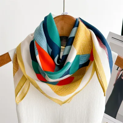 Graphic Printed 65cm Thin Small Fresh Cotton Scarf Accessories Scarves Square