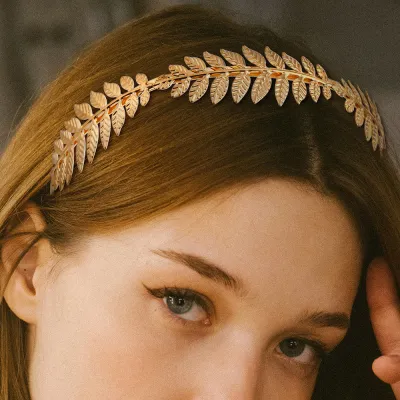 Women Fashion Headwear Vintage Baroque Gold Leaves Headband Hair Accessories