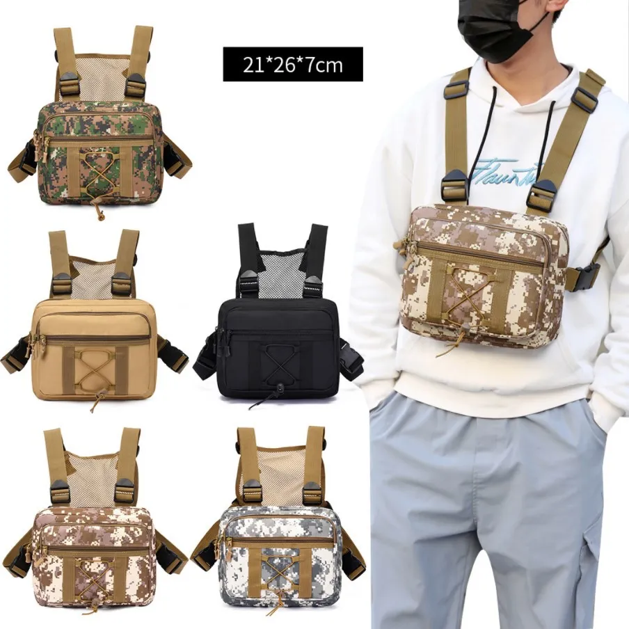 Tactical Chest Bag Camouflage Outdoor Tooling Men Bag Oxford Cloth Solid Color