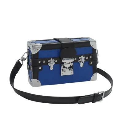 Women Small Square Metal Lock Box PU Crossbody Bag Street Trend