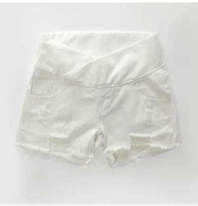Maternity Denim Shorts Casual Loose High Waist