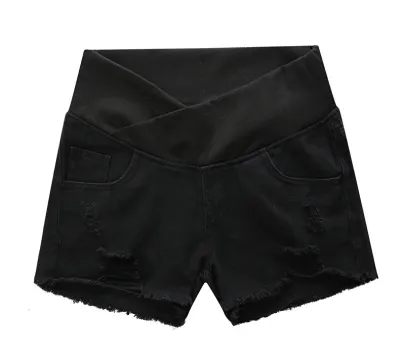 Maternity Denim Shorts Casual Loose High Waist