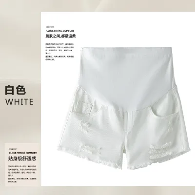 Maternity Denim Shorts Casual Loose High Waist