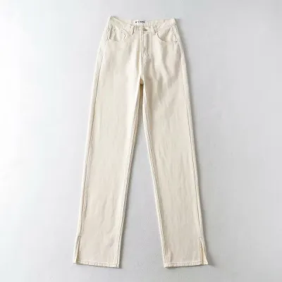Street Women Fashion Split Straight Jeans
