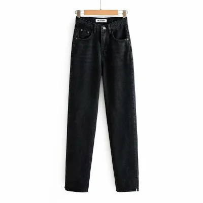 Street Women Fashion Split Straight Jeans