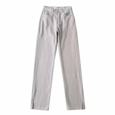 Street Women Fashion Split Straight Jeans