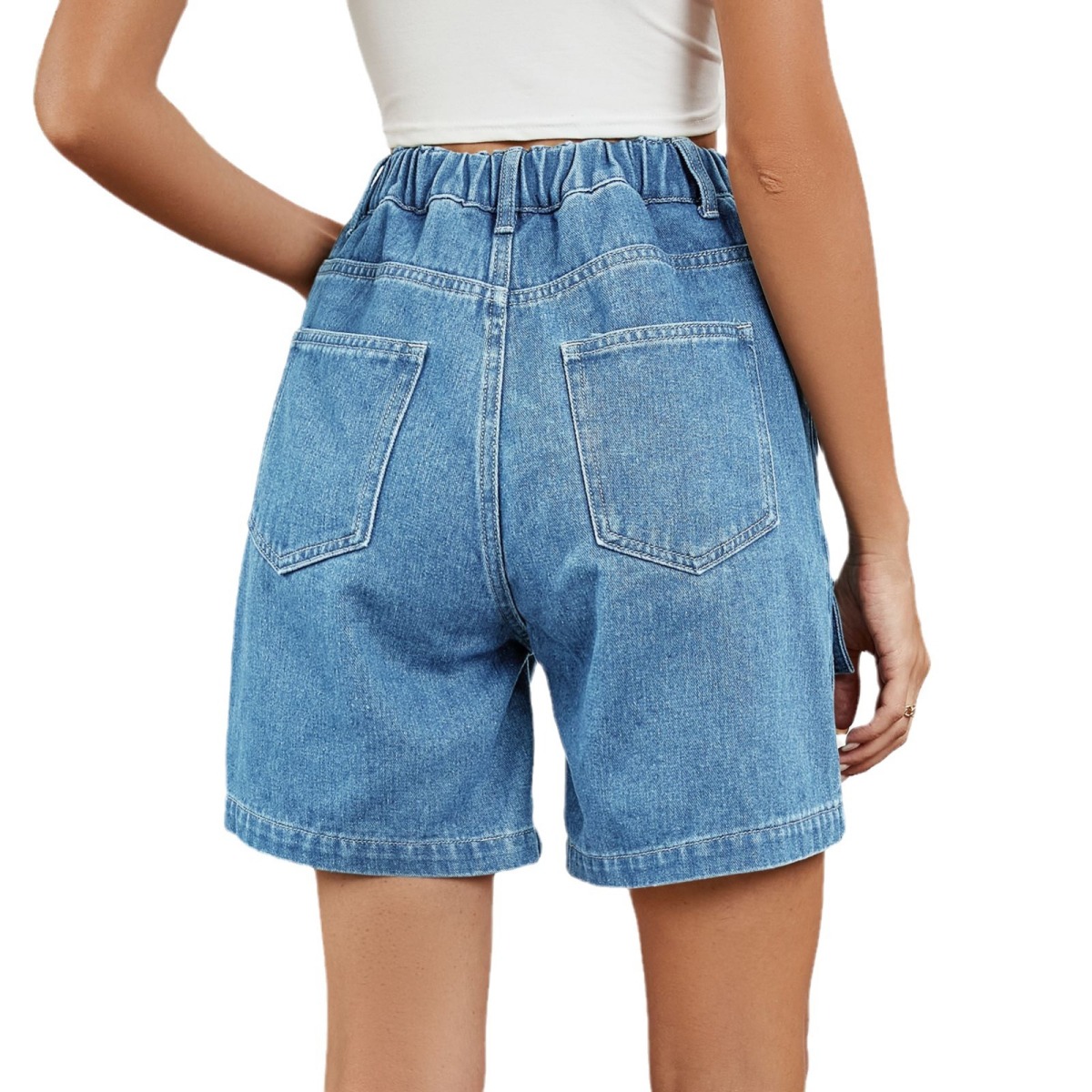 【IONSEOUL】Beir Belt Denim Bermuda Pants 4JH203 Kids Cuffed Shorts - Blue | Levi's® GE