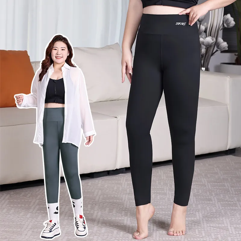 Women Plus Size High Waist Stretch Yoga Pants Solid Color Nylon Bodybuilding Pants