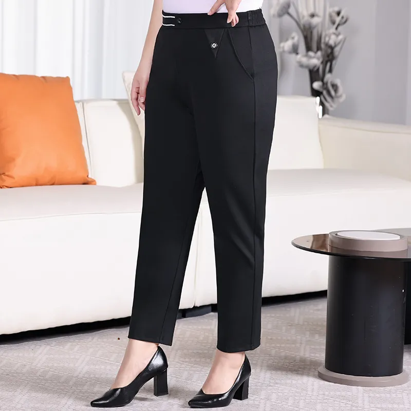 Women Plus Size High Waist Stretch Haren Pants Solid Color