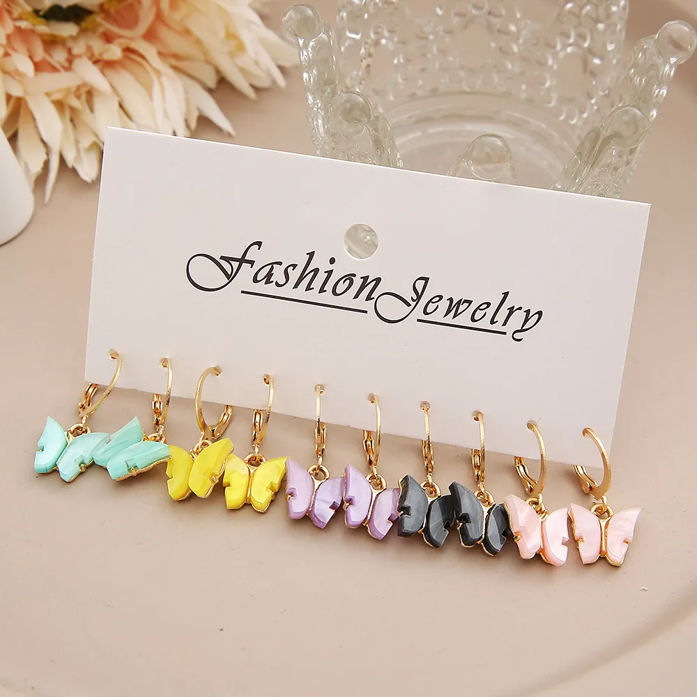Fashion Acrylic Butterfly Earrings Set
