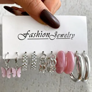 Creative Simple Acrylic Beads Butterfly Earrings Set for Women