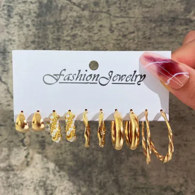 Simple Metal Earrings Set Instagram Wind Geometric Alloy Personality Trend