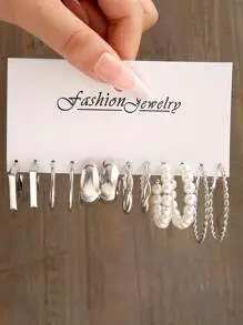 Simple Metal Earrings Set Instagram Wind Geometric Alloy Personality Trend