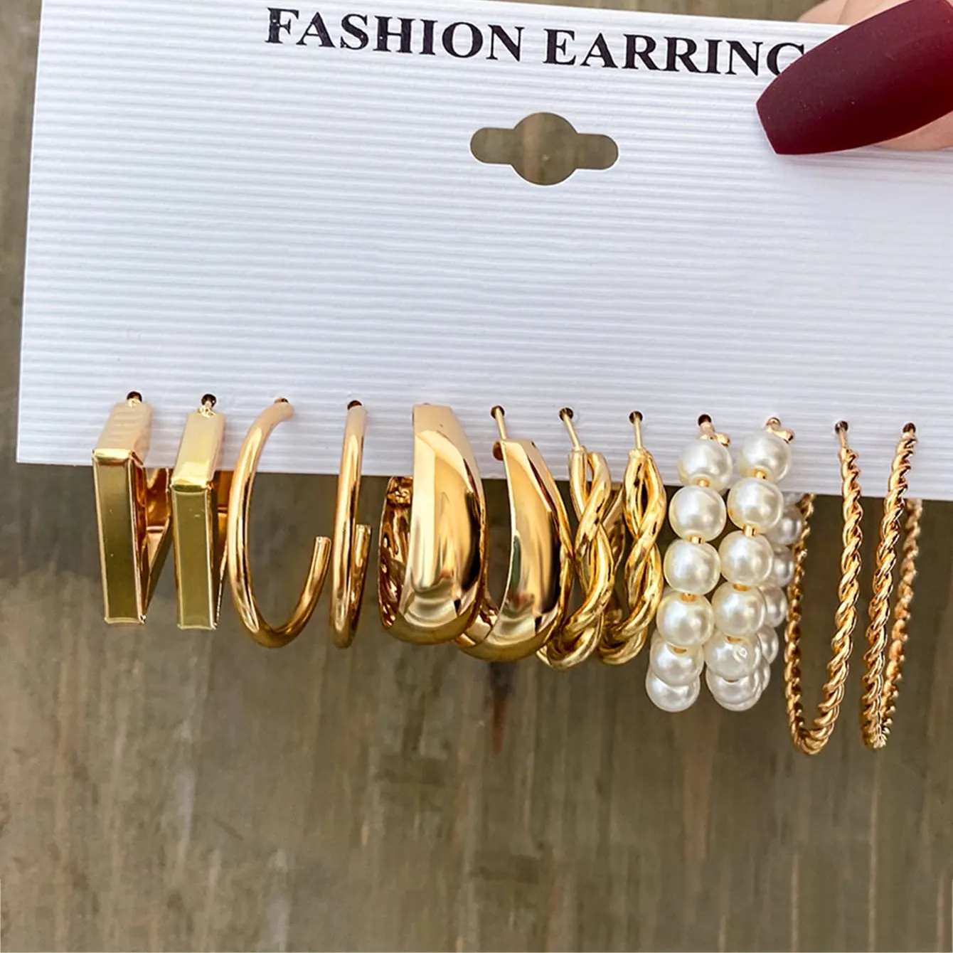 Simple Metal Earrings Set Instagram Wind Geometric Alloy Personality Trend