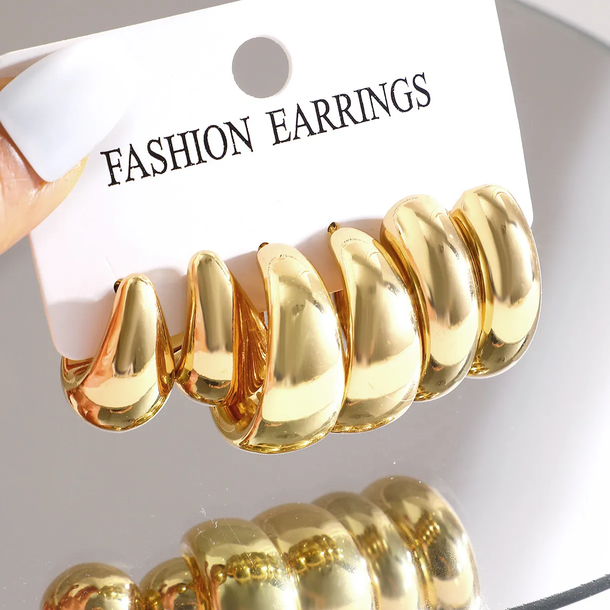 Vintage Simple Metal Distinctive Drop Geometric Earrings Set